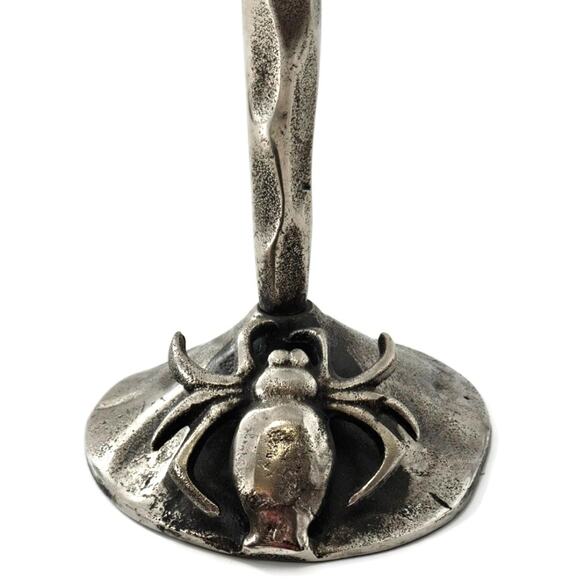 Gothic Halloween Spider Candle Holder Pair Black Metal Spooky Taper Candle Decor - Picture 11 of 12